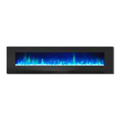 Cambridge® Wall-Mount Electric Fireplace With Multicolor Flame And Crystal Rock Display, 78", Black