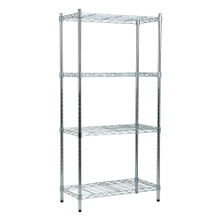 Mind Reader Metal Adjustable Storage Shelves, 4-Tier, 48"H x 11-3/4"W x 23-1/2"L, Silver