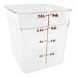 Cambro Food Storage Container, 9"H x 8 3/4"W x 8 3/4"D, 8 Qt, Clear