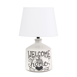 Simple Designs Ceramic Farmhouse Accent Table Lamp, 13-3/4"H, White