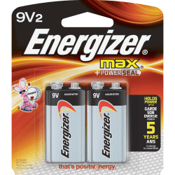 Energizer 9-Volt MAX Alkaline Batteries, 2-Packs - For Multipurpose - 9V - 595 mAh - 9 V DC - 96 / Carton