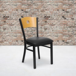 Flash Furniture Wood Circle-Back Metal/Vinyl Restaurant Accent Chair, Black/Natural/Black