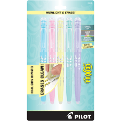 Pilot® FriXion® Light Pastel Erasable Highlighters, Pack of 5, Chisel Tip, Assorted Colors, 46543