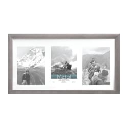 Amanti Art Rectangular Wood Picture Frame, 23" x 27" With Mat, Pinstripe Lead Gray