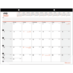 Office Depot® Brand Monthly Academic Desk Calendar, 22" x 17", 30% Recycled, July 2023 to June 2024