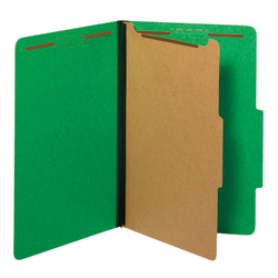 Pendaflex® Pressboard Classification Folders With Fasteners, 1 3/4" Expansion, Legal Size, Dark Green, Box Of 10 Folders