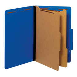 Pendaflex® Pressboard Classification Folders With Fasteners, 2 1/2" Expansion, Legal Size, Dark Blue, Box Of 10 Folders
