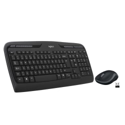 Logitech®MK320 Wireless Straight Full-Size Keyboard & Ambidextrous Optical Mouse, Black