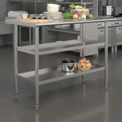Flash Furniture Stainless Steel Work Table, 36"H x 48"W x 24"D, Silver
