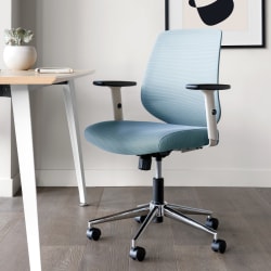 Branch Furniture Daily Ergonomic Vegan Leather Mid-Back Task Chair, Sky Blue