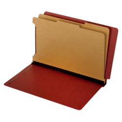Pendaflex® Pressboard End-Tab Classification Folders, 2 1/2" Expansion, Legal Size, Red, Box Of 10 Folders