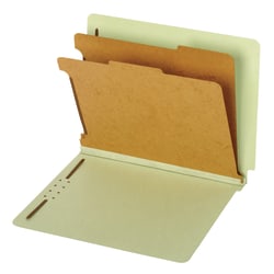 Pendaflex® End-Tab Classification Folders, 2 1/2" Expansion, 8 1/2" x 11", 2 Dividers, Light Green, Box Of 10 Folders