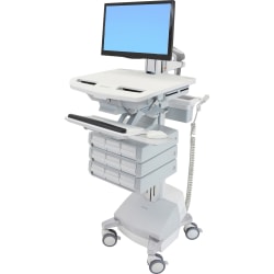 Ergotron StyleView - Cart for LCD display / keyboard / mouse / CPU / notebook / camera / scanner (open architecture) - medical - plastic, aluminum, zinc-plated steel - gray, white, polished aluminum - screen size: up to 24"&nbsp;- SLA Powered