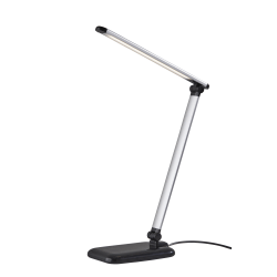 Adesso® Simplee Lennox LED Desk Lamp with USB Port, 16-1/4"H, Matte Silver Shade/Glossy Black Base