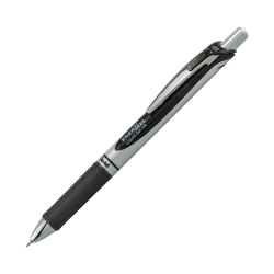 EnerGel™ RTX Retractable Liquid Gel Pens, Needle Point, 0.3 mm, Black/Silver Barrel, Black Ink, Pack Of 12
