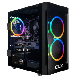 CLX SET Gaming Desktop PC, AMD Ryzen 7, 16GB Memory, 500GB Solid State Drive/2TB Hard Drive, Windows® 11, GeForce RTX 3050 8GB GDDR6 Graphics