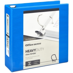 Office Depot® Brand Heavy-Duty View 3-Ring Binder, 4" D-Rings, Blue