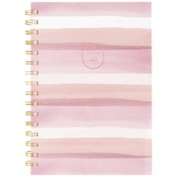 2024-2025 Cambridge® Leah Bisch Academic Weekly/Monthly Small Planner, 5-1/2" x 8-1/2", Pink Stripe, July To June