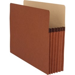 Business Source Straight Tab Cut Letter Recycled File Pocket - 8 1/2"x11" - 1200 Sheet Capacity - 5 1/4" Expansion - Redrope - 30% Recycled - 10/Box