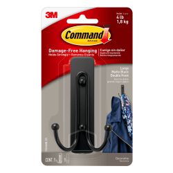 Command Large Double Wall Hooks, 1 Command Hook, 1 Command Strip, Damage Free Hanging of Dorm Room Decorations