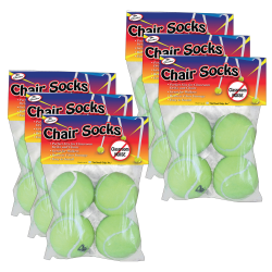 The Pencil Grip Chair Socks, 2-3/4" x 2-3/4", Yellow, 4 Socks Per Pack, 6 Packs Of Socks