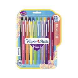 Paper Mate® Porous-Point Pens, Medium Point, 0.7 mm, Assorted Barrels, Assorted Ink Colors, Pack Of 16