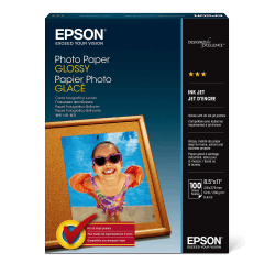 Epson® Glossy Photo Paper, Letter Size (8 1/2" x 11"), Pack Of 100 Sheets
