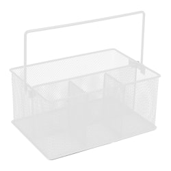 Mind Reader Metal Mesh Storage Basket Organizer, Small Size, White