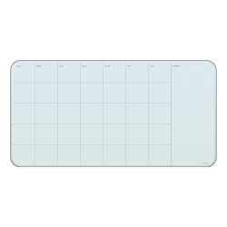 U Brands® Magnetic Cubicle/Wall Glass Dry-Erase Monthly Calendar Board, 24"x12", White Frosted Surface, Frameless, Actual Size 23"x12" (2341U00-01)