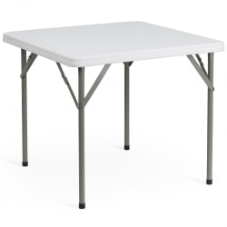 Flash Furniture Elon 34.25" Square Granite White Plastic Folding Table, Granite White