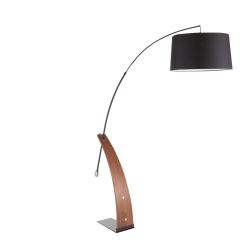 LumiSource Robyn Floor Lamp, 74"H, Black Shade/Walnut Base