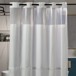 23 Threads, Shower Curtain, Textured GRS Polyester, Hook-Free, With Window & Short Liner, White, 71" x 74", Case Of 12 Curtains