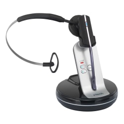 VTech® VH6210 Convertible DECT Office Wireless Headset For Business Desktop Phones, Black/Silver