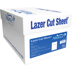 Alliance Processed Lazer Cut Sheet Copy Paper, 8-1/2" x 11", 2-Hole Punch, 92+ Bright, 20 Lb, White, 500 Sheets Per Ream, Carton Of 5 Reams