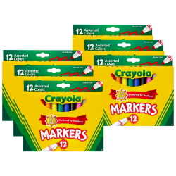 Crayola Broad Line Markers, Assorted, 12 Per Box, Set Of 6 Boxes