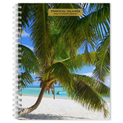 2025 BrownTrout Tropical Islands Weekly Spiral-Bound Wire-O Engagement Planner Calendar, 6" x 7 3/4"