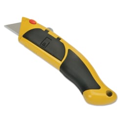 SKILCRAFT® Heavy-Duty Utility Knife With Cushion Grip Handle, Yellow/Black (AbilityOne 5110-01-621-7915)