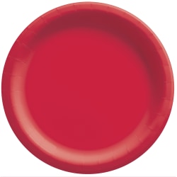 Amscan Round Paper Plates, Apple Red, 10", 50 Plates Per Pack, Case Of 2 Packs
