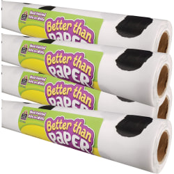 Teacher Created Resources® Better Than Paper® Bulletin Board Paper Rolls, 4' x 12', Black Painted Dots on White, Pack Of 4 Rolls
