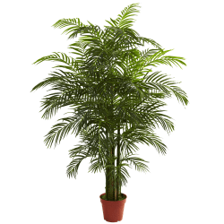 Nearly Natural Areca Palm 78"H UV Resistant Indoor/Outdoor Plastic Tree With Pot, 78"H x 60"W x 45"D, Green