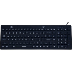 DSI WATERPROOF IP68 SILICONE FULL SIZE KEYBOARD WITH LED BACKLIT - Cable Connectivity - USB Interface - 100 Key - TouchPad - Windows - Black
