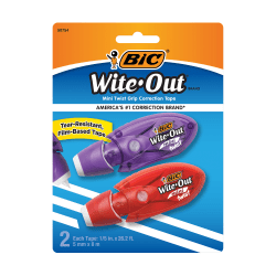BIC Wite-Out Correction Tape, 1/6" x 237 1/16", Pack Of 2