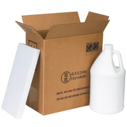Partners Brand Plastic Jug Shipper Kit, Two 1-Gallon Jugs, 12"L x 6"W x 12 3/4"H, Kraft/White