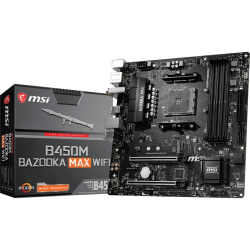 MSI B450M BAZOOKA MAX WIFI Desktop Motherboard - AMD B450 Chipset - Socket AM4 - Micro ATX - Ryzen 3 Processor Supported - 64 GB DDR4 SDRAM Maximum RAM - UDIMM, DIMM - 4 x Memory Slots