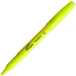 Integra Pen Style Fluorescent Highlighters, Chisel Point Style, Yellow, Pack of 12