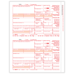 ComplyRight® 1099-R Tax Forms, 2-Up, Federal Copy A, Laser, 8-1/2" x 11", White, Pack Of 100 Forms