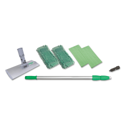 Unger® SpeedClean™ Window Cleaning Kit, Aluminum, 72" Extension Pole, 8" Pad Holder, Silver/Green