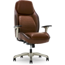 Shaquille O'Neal™ Zephyrus Ergonomic Bonded Leather High-Back Executive Chair, Brown/Silver