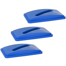 Alpine Paper Recycling Lids For Slim Recycling Bins, 20" x 12", Blue, Pack Of 3 Lids