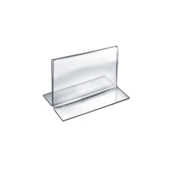 Azar Displays Double-Foot Acrylic Sign Holders, 3 1/2" x 5", Clear, Pack Of 10